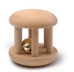 Holzrassel mit Glocke