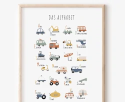 Fahrzeuge ABC Poster für Kinderzimmer